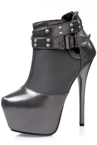 Oasap Chic Buckle Platform Stiletto High Heel Ankle Boots