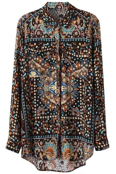 Oasap Stylish Long Ornate High Low Top
