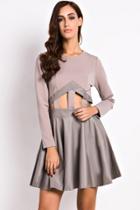 Oasap Fashion Cut-out Front Paneled Skate Dress