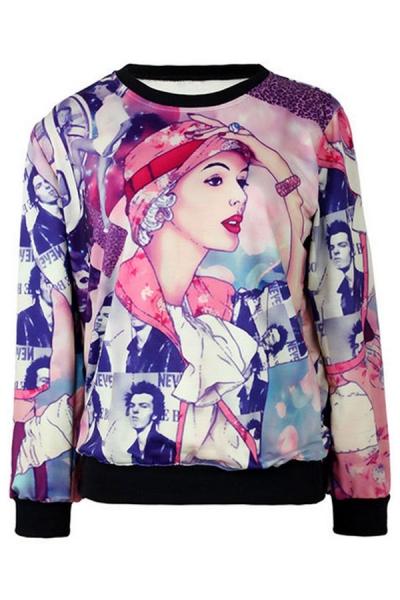 Oasap Graceful Beauty Pattern Sweatshirt