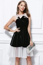 Oasap Charming Color Block Sleeveless Paneled Dress
