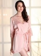Oasap Comfortable Faux Silk Short Robe