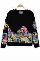 Oasap Street-chic Floral Sweatshirt