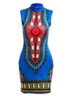 Oasap High Neck Sleeveless Tribal Print Bodycon Mini Dress