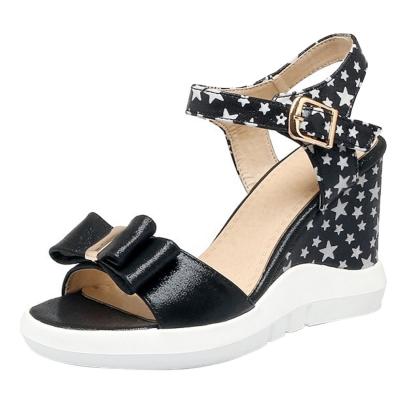 Oasap Open Toe Bow Wedge Heels Star Sandals