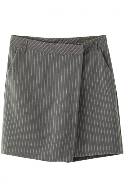 Oasap Classic Stripe Print Solid Pantskirt