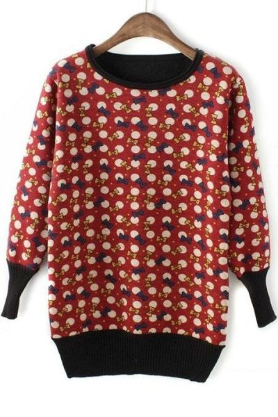 Oasap Bowknot Fleece Sweatshirt