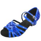 Oasap Solid Open Toe Sequin Ankle Strap Block Heels Latin Dance Shoes