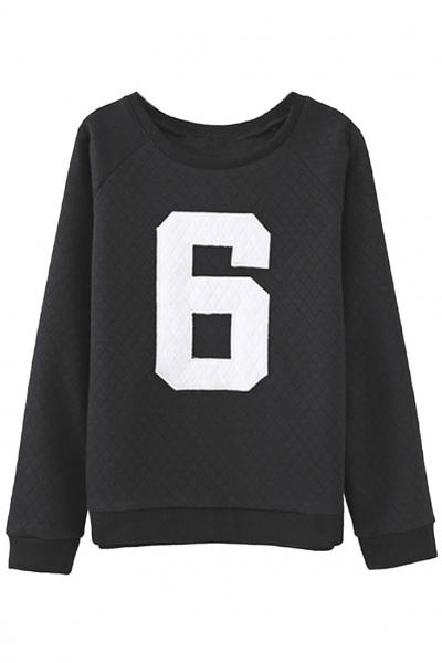Oasap Black Textured Sweatshirt