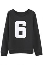 Oasap Black Textured Sweatshirt
