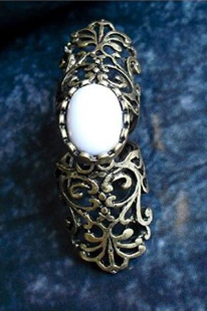 Oasap Retro Stenciled Diamante Embellished Ring
