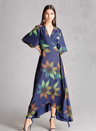 Oasap Sexy V Neck Floral Print Dress