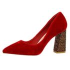 Oasap Solid Color Pointed Toe Square Heels