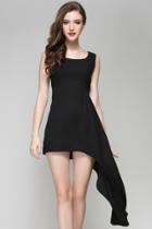 Oasap Solid Black Fish Tail Mini Dress