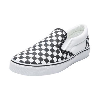 Oasap And Women's Round Toe Flat Heels Plaid Canvas Shoes