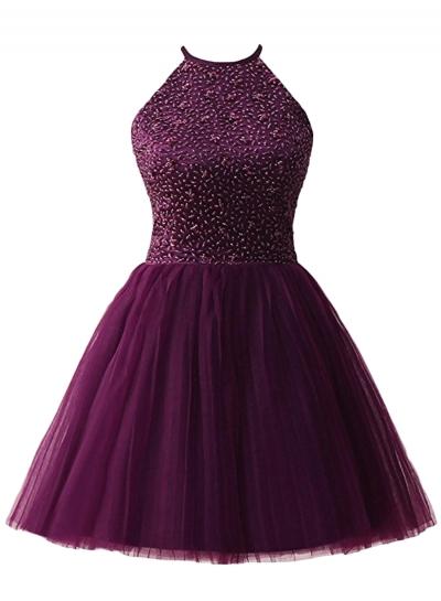 Oasap Sleeveless Off Shoulder Backless Rhinestone Cocktail Bridesmaid Dress