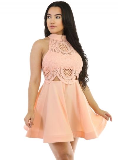 Oasap Halter Backless Sleeveless A-line Party Dress