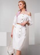 Oasap Slash Neck Half Sleeve Button Down Dress With Pockets