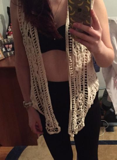 Oasap Sleeveless Open Front Lace Irregular Vest