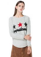 Oasap Casual Star Printed Knit Pullover Sweater