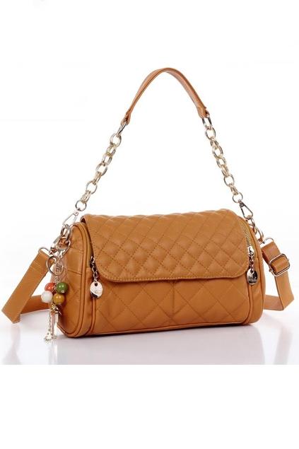 Oasap Quilted Chain Handle Shoulder Bag