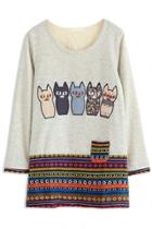 Oasap Graphic Cat Family Long Sweatshirt