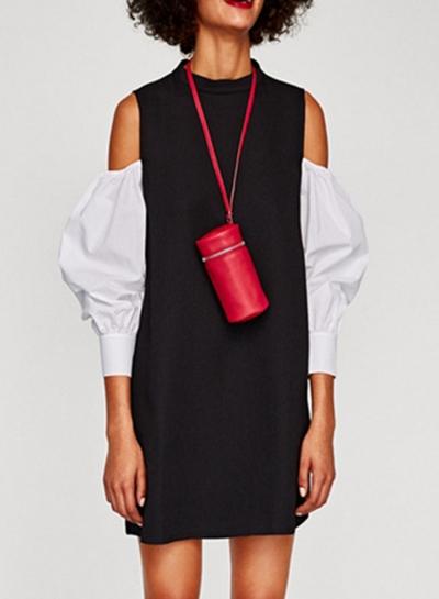 Oasap Round Neck Long Sleeve Off Shoulder Dress