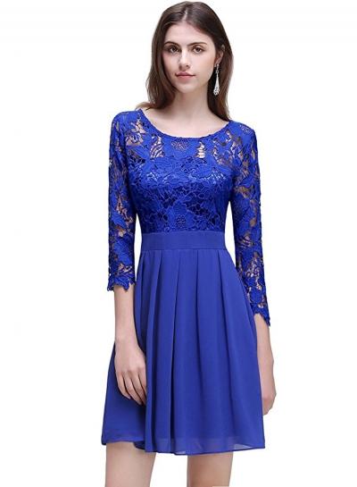 Oasap Elegant Lace Panel Short Cocktail Dress
