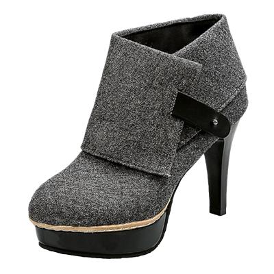 Oasap High Heels Round Toe Fold Down Platform Pumps