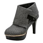 Oasap High Heels Round Toe Fold Down Platform Pumps