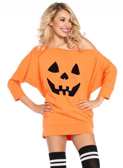 Oasap Halloween Pumpkin Mini Jersey Mini Dress