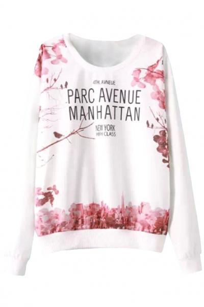 Oasap Demure Floral White Sweatshirt