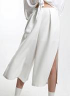 Oasap Fashion Solid Side Slit Wide Leg Pant