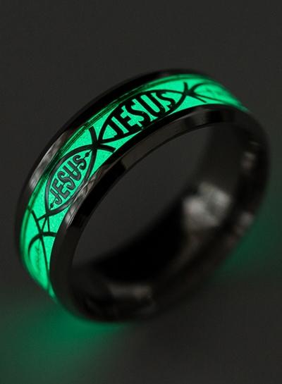 Oasap Fashion Titanium Steel Fluorescent Jesus Ring
