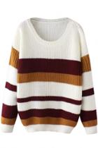 Oasap Chic Colorblocked Stripe Knit Sweater