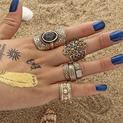 Oasap Fashion 4 Pieces Alloy Boho Finger Rings Multiple Sets Of Rings