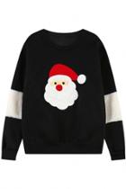 Oasap Chic Christmas-inspired Santa Clause Print Sweatshirt