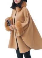 Oasap Fashion Loose Fit Faux Fur Trim Cloak Coat