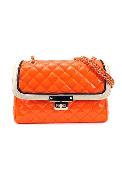 Oasap Cross Lock Stitched Edged Chain Shoulder Bag