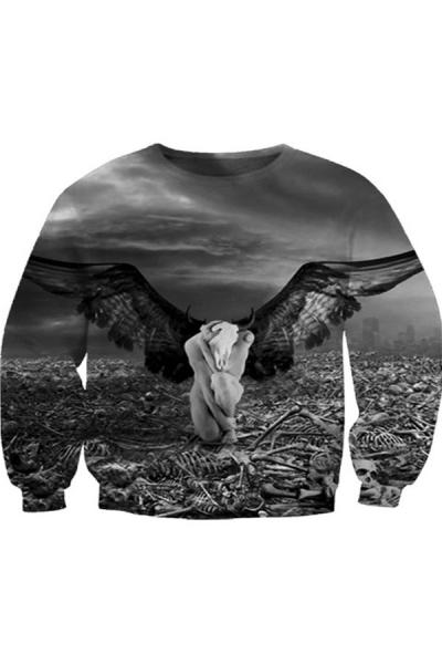 Oasap Goat Hybrid Print Sweatshirt