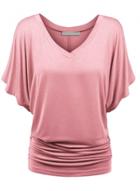 Oasap V Neck Short Batwing Sleeve Solid Loose Tee