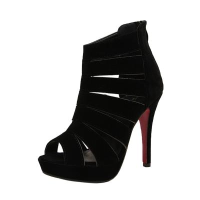 Oasap Hollow Out Peep Toe Solid Color Stiletto Gladiator Sandals