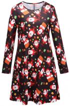 Oasap Fashion Round Neck Cartoon Santa Claus Pattern Mini Dress