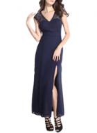 Oasap Women's Mesh Lace Paneled Side Slit Maxi Dress