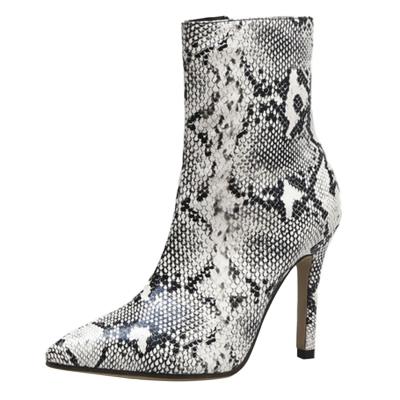 Oasap Pointed Toe Snakeskin Stiletto Heels Ankle Boots