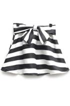 Oasap Black White Stripes Bowknot Skirt