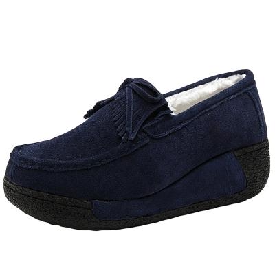 Oasap Round Toe Wedge Heels Fringe Platform Warm Shoes