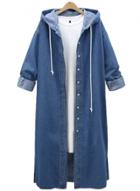 Oasap Fashion Single Breasted Longline Denim Hooded Trench Coat