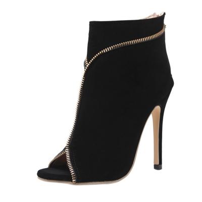 Oasap Peep Toe Stiletto Heels Back Zipper Ankle Boots