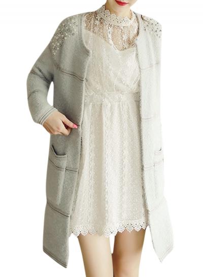 Oasap Women's Long Sleeve Open Front Knit Cardigan Outwear With Pockets